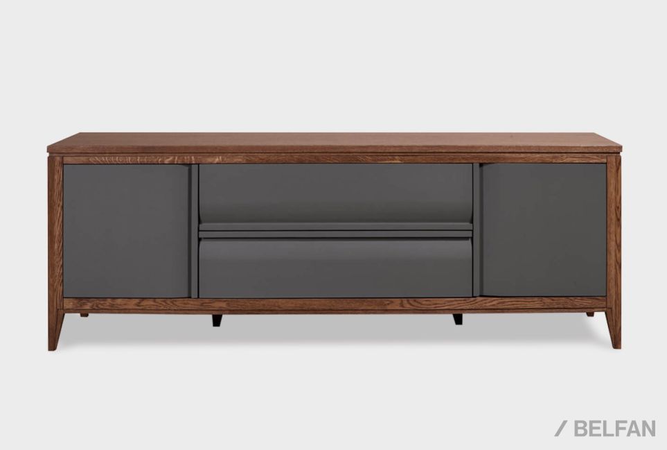 Тумба под ТВ «Дакота» 190 массив и шпон дуба, МДФ 1