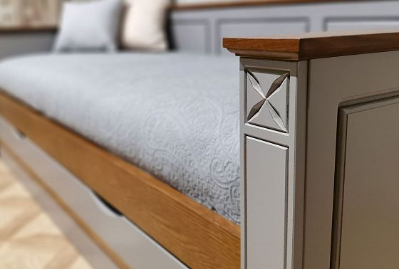 Кровать-диван под два матраса "Бриансон" массив и шпон дуба, МДФ 18