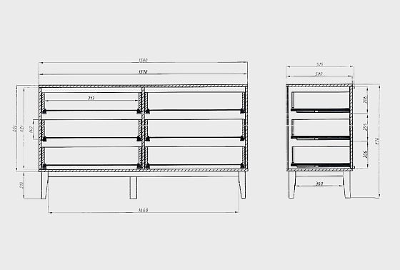 Комод "Чикаго" (6 ящиков) массив и шпон дуба 8