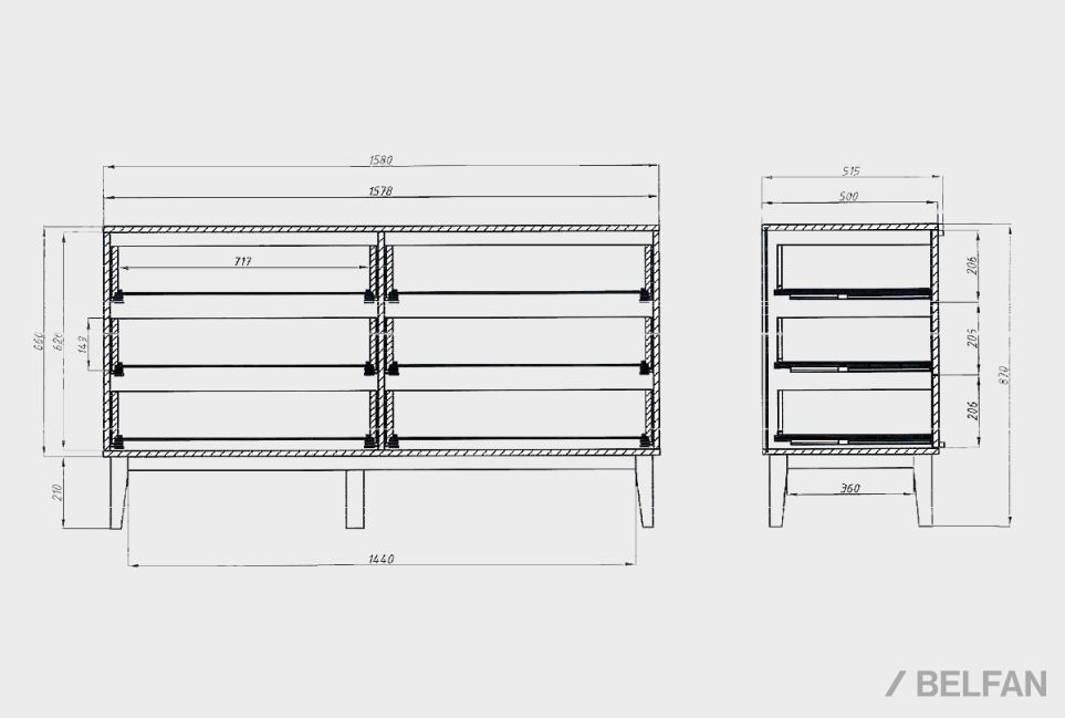 Комод "Чикаго" (6 ящиков) массив и шпон дуба 4