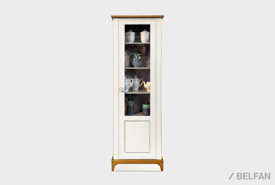 Шкаф с витриной 1-но дв. "Бриансон" (правый) массив и шпон дуба, МДФ 2