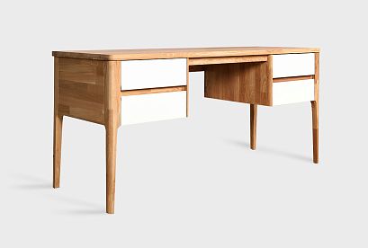 Стол письменный "Уоллстрит" (2 тумбы); *А-012.13.2; к-бейц-масло, ф-белый, вст-бейц-масло