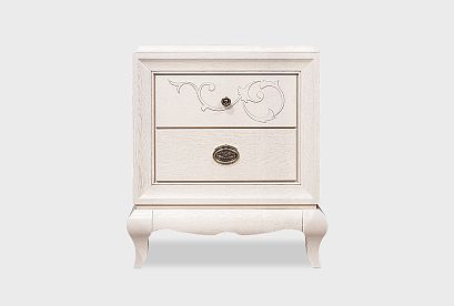 Тумба прикроватная "Соната" (декор); *ММ-283-03; белая эмаль с темной патиной