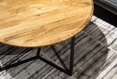 Стол журнальный "Арт" круглый 60; *КМ-009.256; бейц-масло, чёрный металл