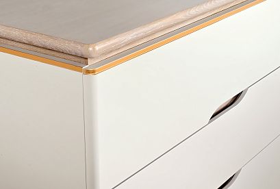 Комод "Алекса"; *ММ-376-04/01; айвори+жемчужный дуб, золотая патина