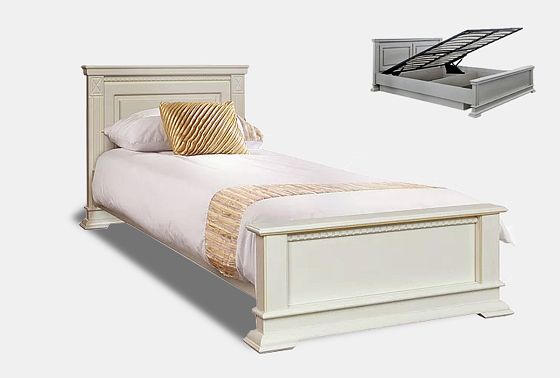 Кровать "Верди Люкс" (низкое изножье) с подъемным механизмом массив и шпон дуба 2