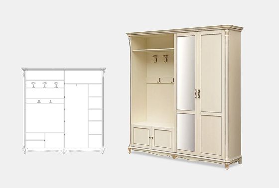 Шкаф комбинированный "Алези 2з" массив и шпон дуба 3