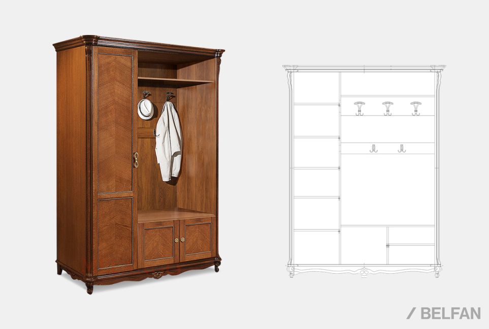 Шкаф комбинированный "Алези 1" (правый) массив и шпон дуба 2