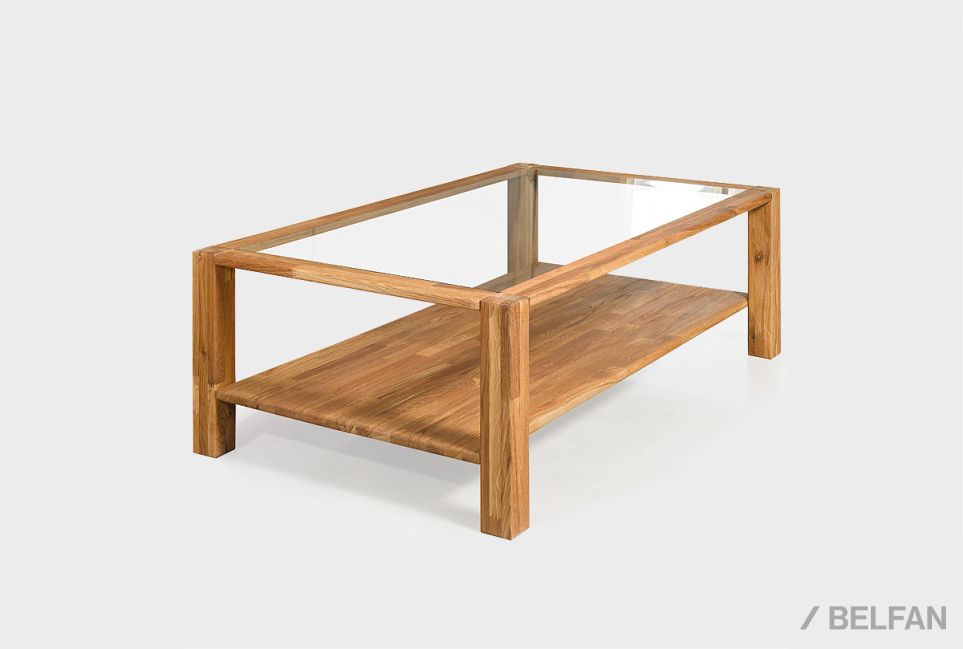 Стол журнальный "Норд" 110 (стекло) массив дуба, стекло 1