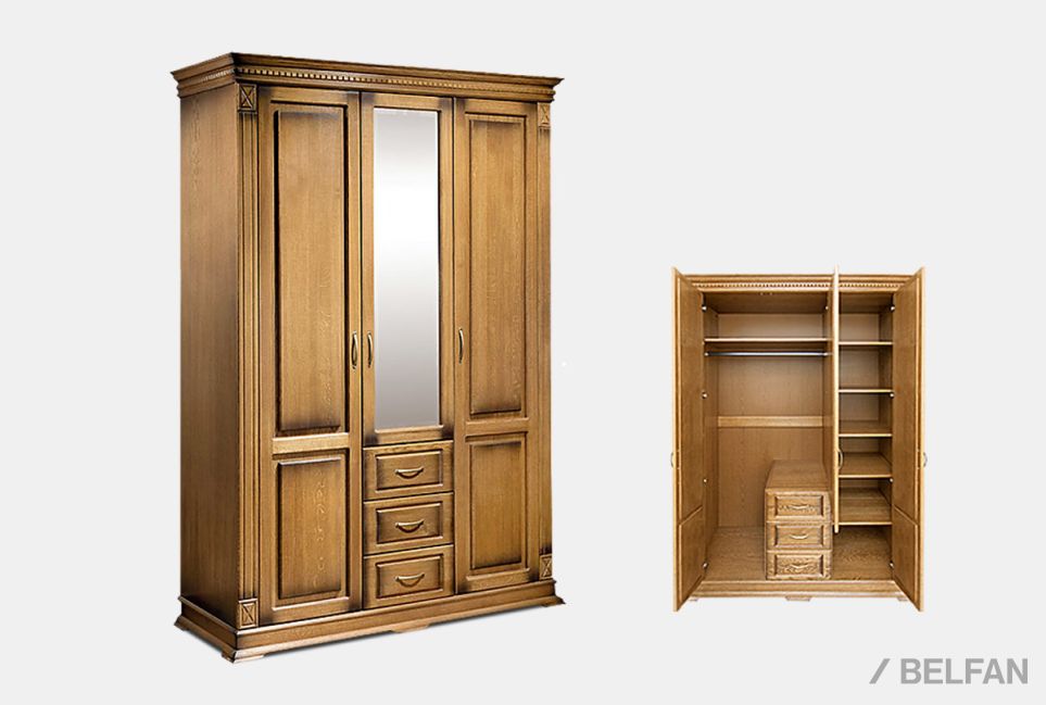 Шкаф 3-х дверный "Верди Люкс" массив и шпон дуба 4