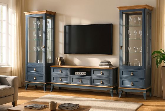 Витрина 1-но дверная "Стюарт" (правая) массив и шпон дуба 4