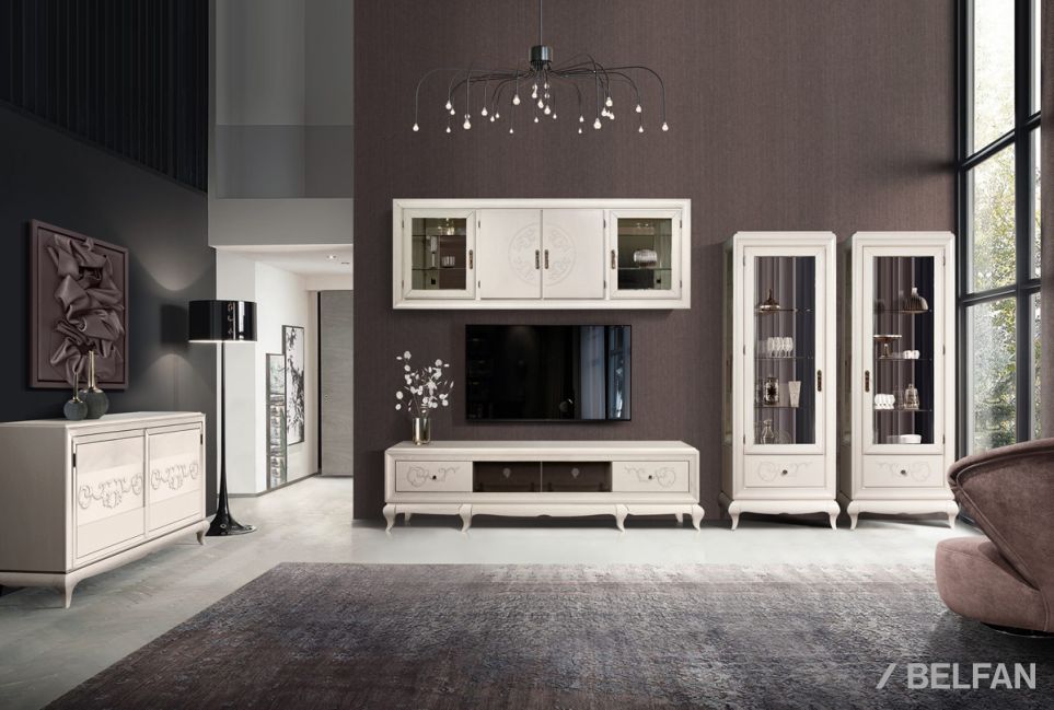 Шкаф навесной 4-х секционный "Соната" (без декора) массив и шпон дуба 4