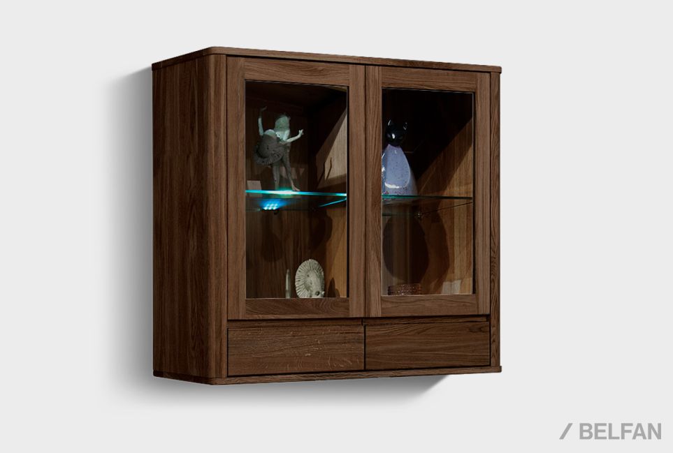 Шкаф навесной 2-х секц. "Норд" (с ящиками) массив дуба 1