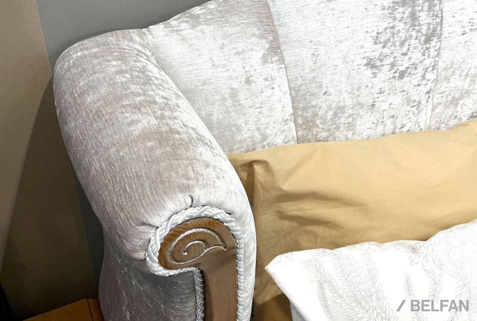 Кровать с мягким изголовьем (осн. дер) "Трио" массив и шпон дуба 5