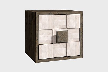 Модуль для стеллажей открытых 1-но дв. "Cube Design"; фасад "шашки"; *КМ-009.199; серый дуб, белёный дуб