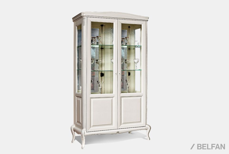 Шкаф с витриной 2-х дверный "Флерон" массив и шпон бука, шпон дуба 1