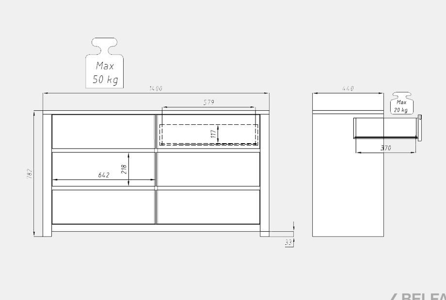 Комод 2-х секционный "Норд" массив дуба 4