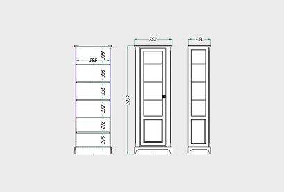 Шкаф с витриной 1-но дв. «Бриансон» (левый); *А-020.5301; муссон+дуб