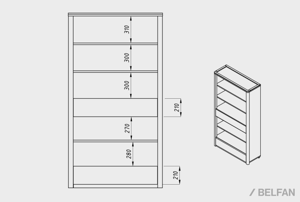 Стеллаж "Норд" (с ящиками) массив дуба 7