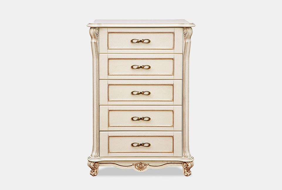 Комод высокий "Алези" 23; слоновая кость с серебром