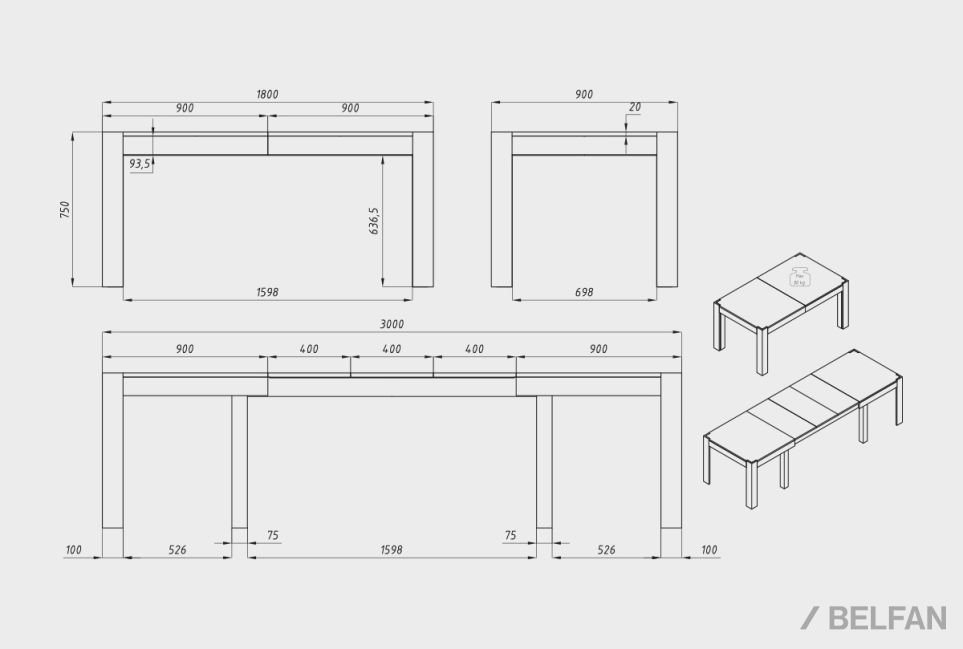 Стол обеденный "Макси" (раскладной) массив дуба 9
