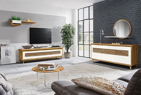 Полка с нишей "Уоллстрит" (левая) массив дуба, МДФ 3