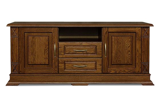 Тумба под ТВ "Верди Люкс ТВ2/1" (глухие двери) массив и шпон дуба 4