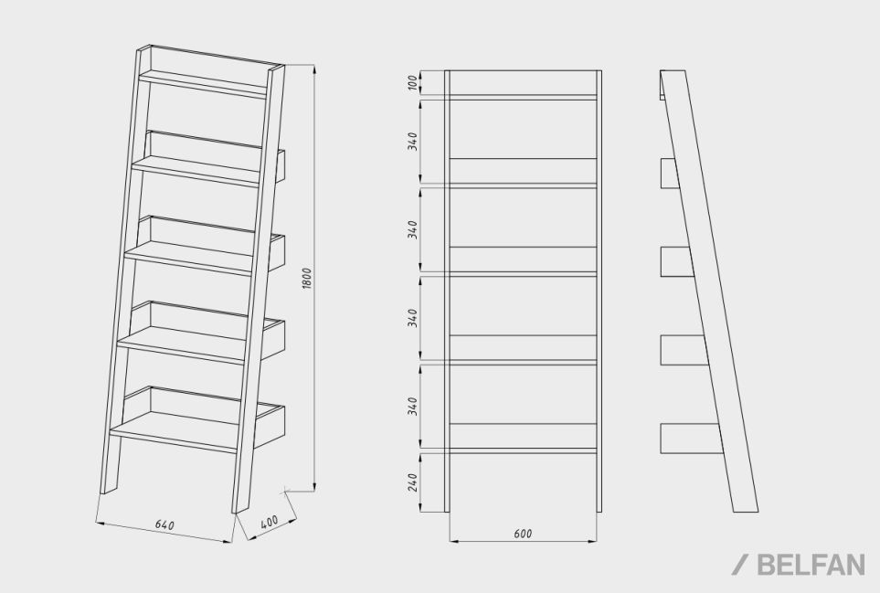 Стеллаж "Ирвинг" массив дуба 10