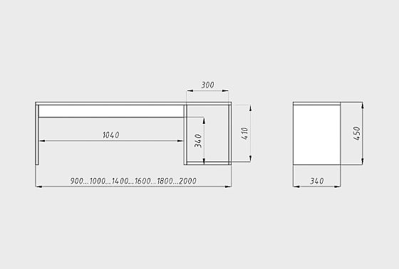 Скамья-приставка к кровати "Берген" массив дуба 4