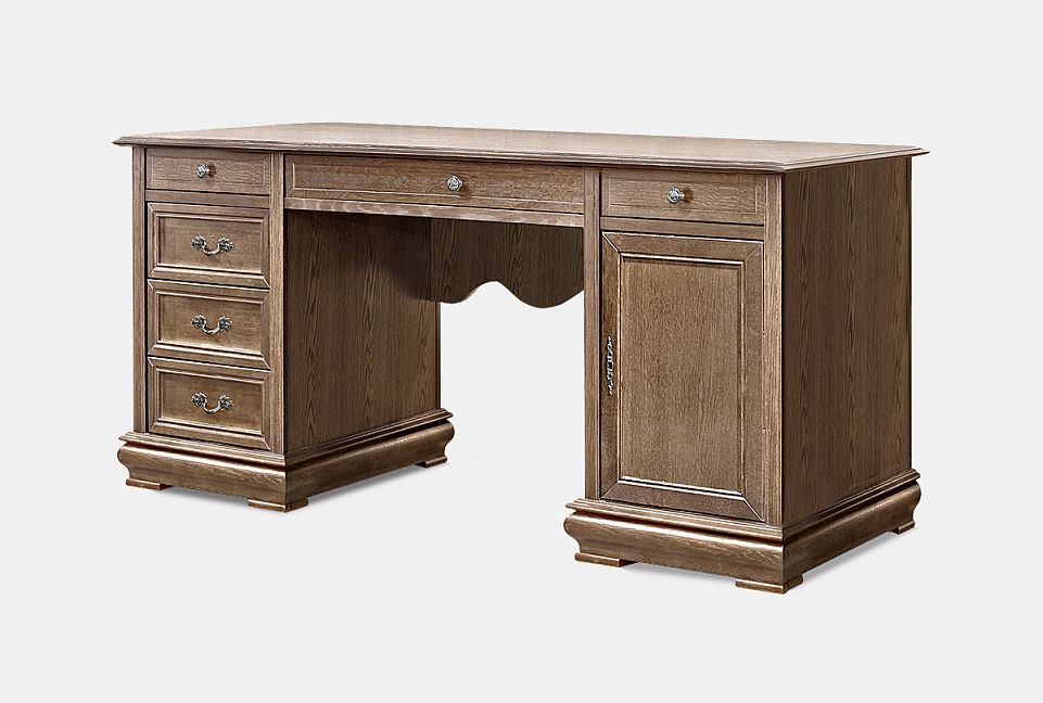 Стол письменный "Тэфи" (2 тумбы); амбэр с белой патиной