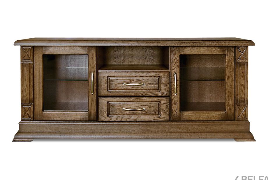 Тумба под ТВ "Верди Люкс ТВ2" массив и шпон дуба 2