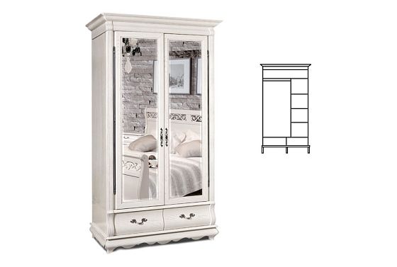 Шкаф для одежды "Тэфи" 2-х дв. с зеркалом массив и шпон дуба 3