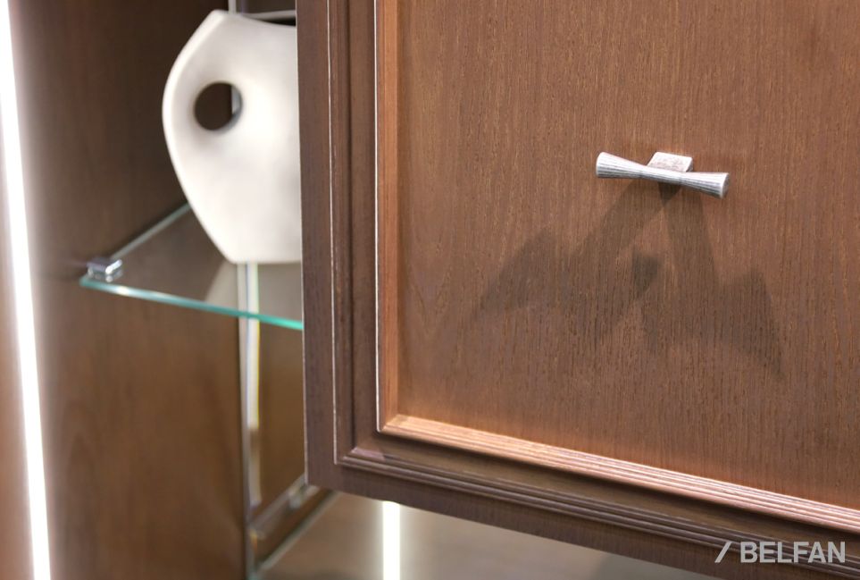 Тумба высокая "Сакраменто" (стекло) массив и шпон дуба, МДФ 5