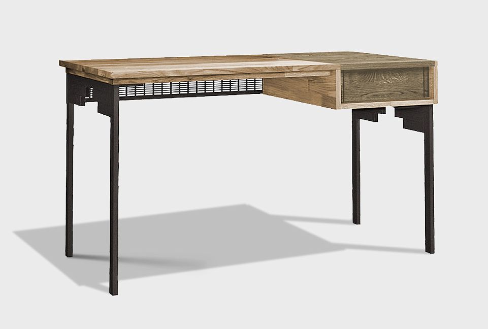 Стол письменный "Cube Design" (1 ящик); правый; серый дуб, белёный дуб