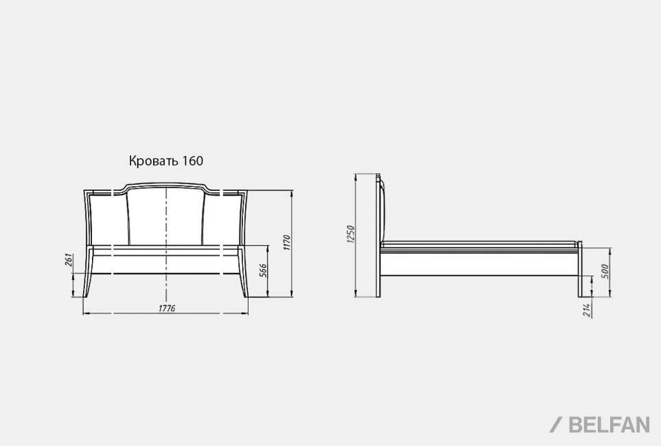 Кровать "Коста" (низкое изножье) массив и шпон дуба 4