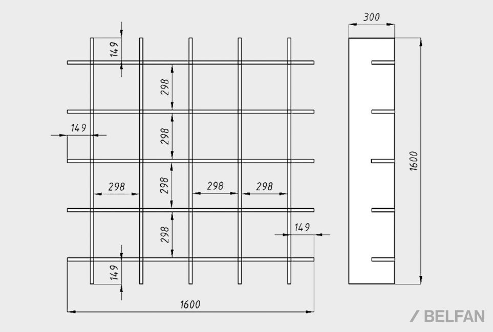 Стеллаж "Арт" 4x4 массив дуба 4
