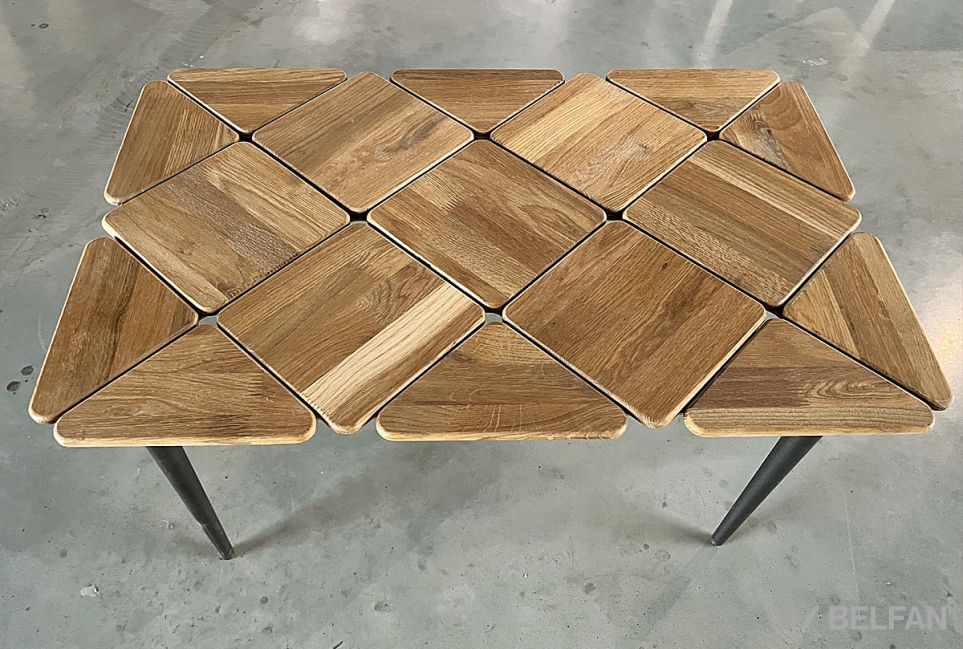 Стол журнальный "Арт" (мозаика) массив дуба, металл 2