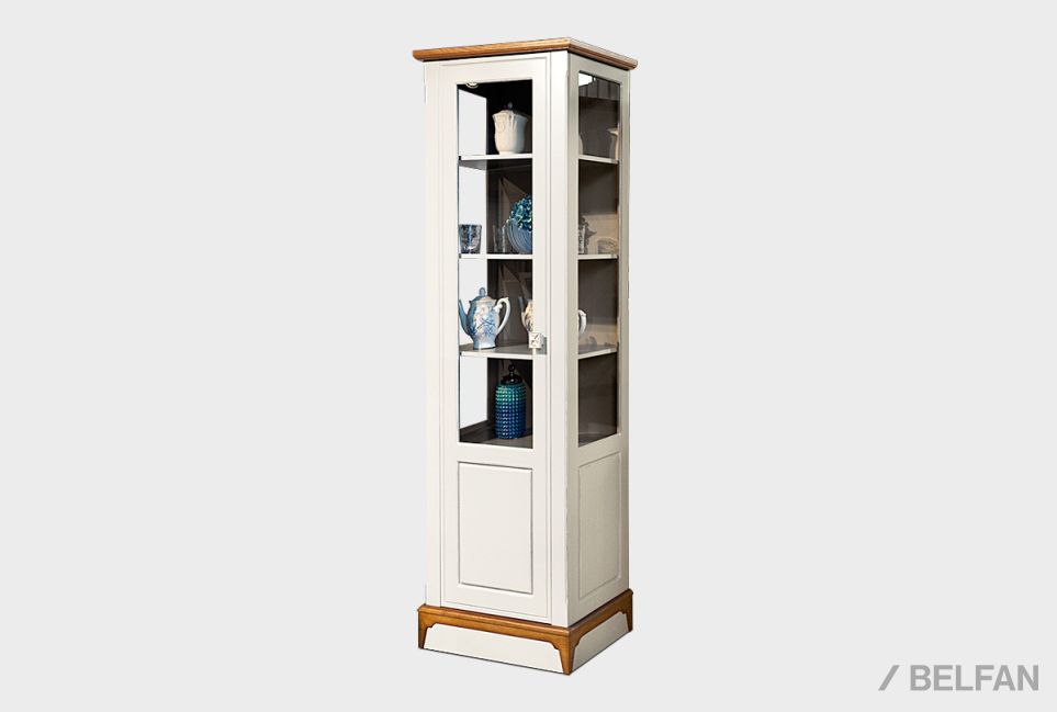 Шкаф с витриной 1-но дв. "Бриансон" (левый) массив и шпон дуба, МДФ 1