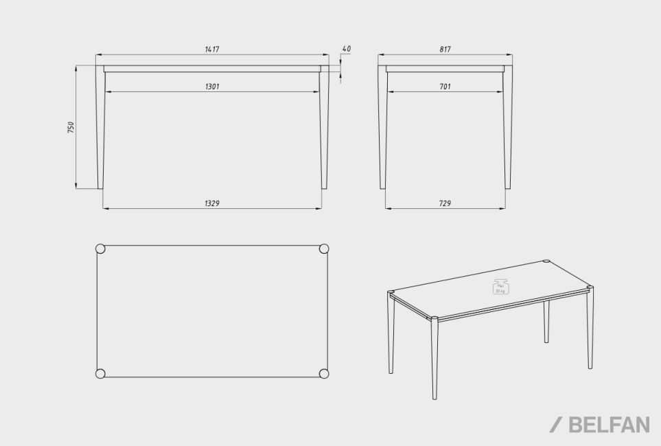 Стол обеденный "Мид" массив дуба 2