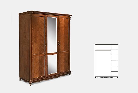 Шкаф 3-х дв. "Алези" массив и шпон дуба 2