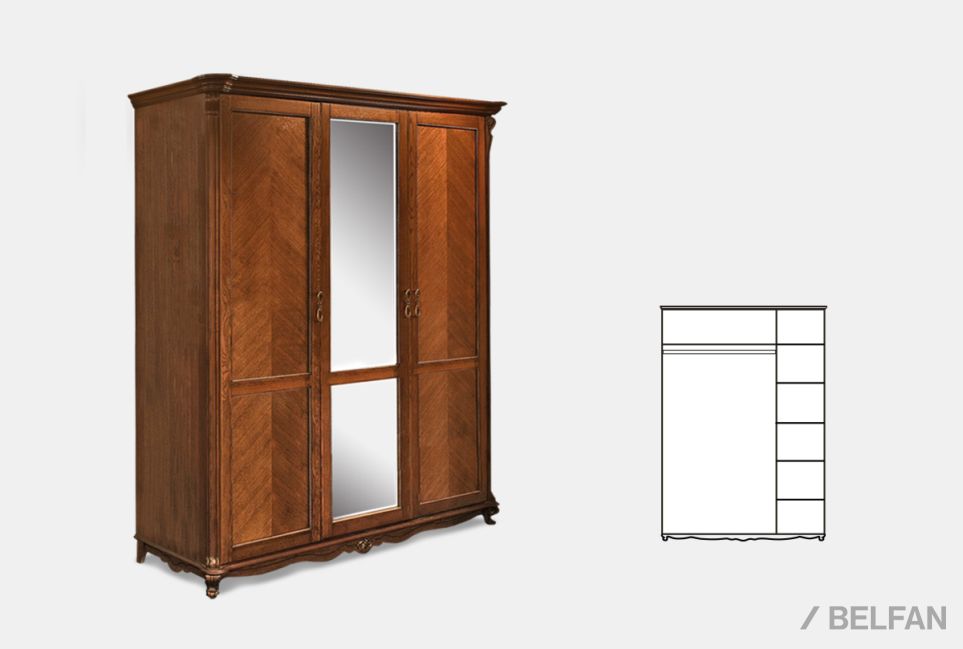 Шкаф 3-х дв. "Алези" массив и шпон дуба 4