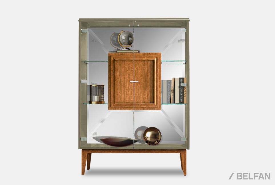 Тумба высокая "Сакраменто" (стекло) массив и шпон дуба, МДФ 2