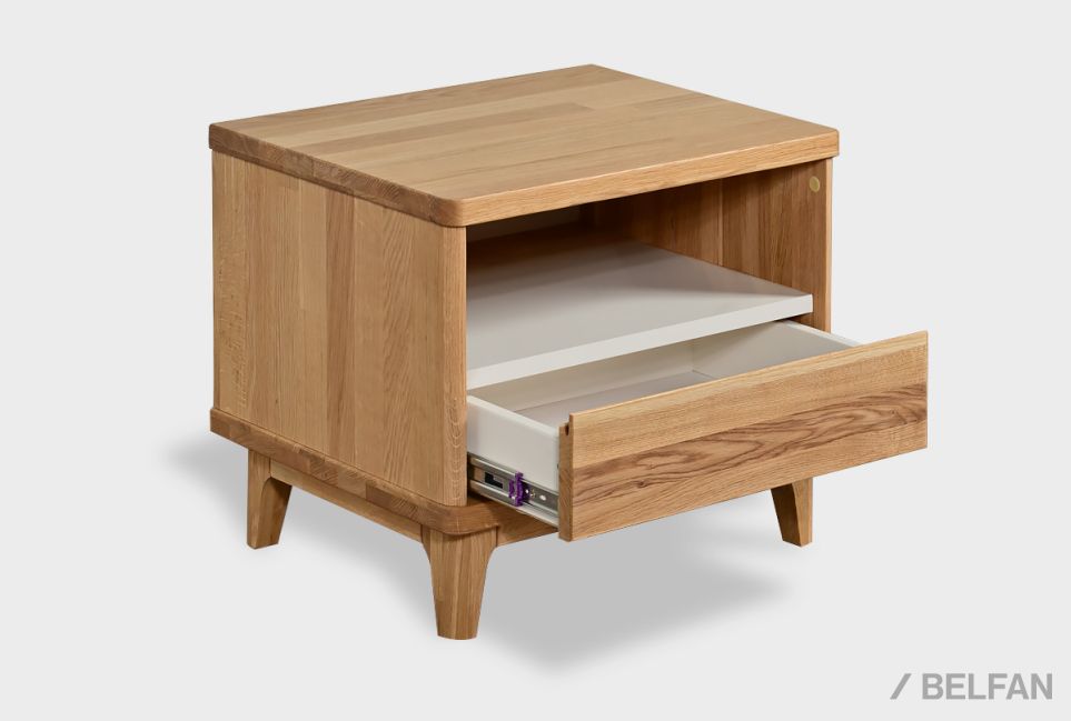 Тумба прикроватная "Уоллстрит" (с нишей) массив дуба, МДФ 3