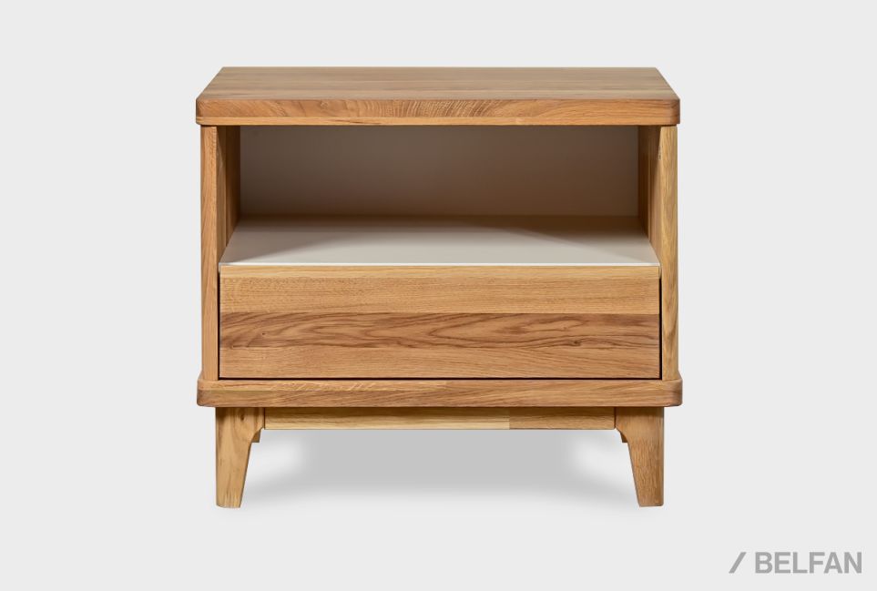 Тумба прикроватная "Уоллстрит" (с нишей) массив дуба, МДФ 2