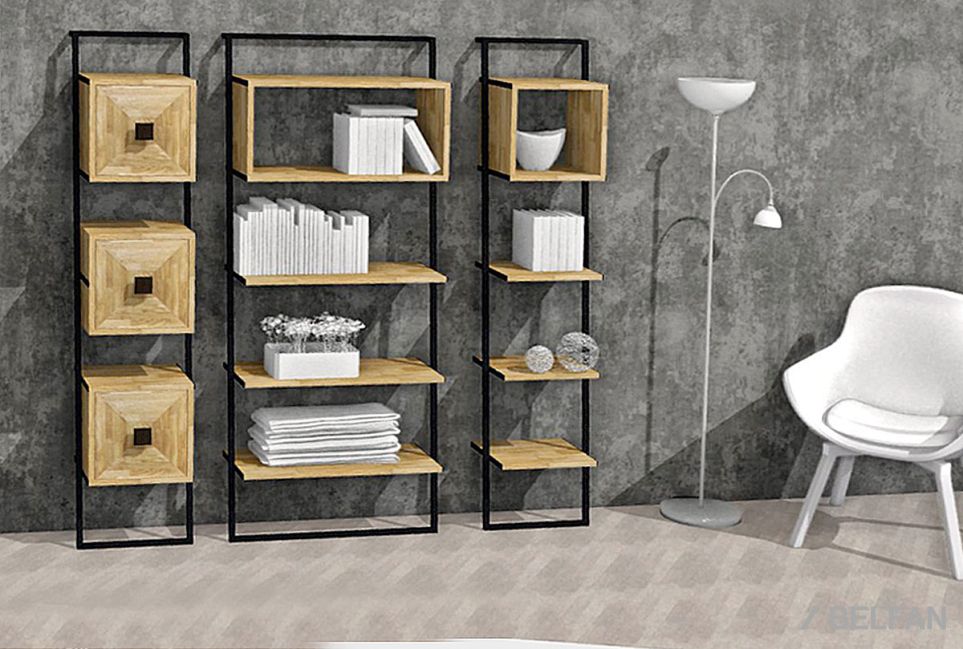 Стеллаж "Арт" 445 массив дуба, металл 2