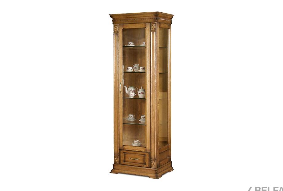 Шкаф с витриной "Верди Люкс 1з" массив и шпон дуба 1