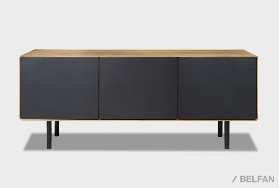 Тумба под ТВ высокая "Норман" 3 массив дуба, МДФ, металл 2