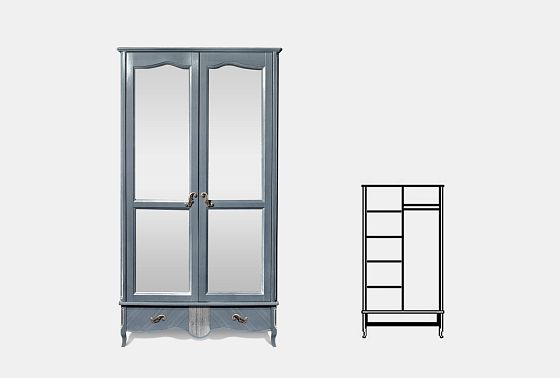 Шкаф для одежды "Катрин" фигурный 2-х дв. с зеркалами массив и шпон дуба 3