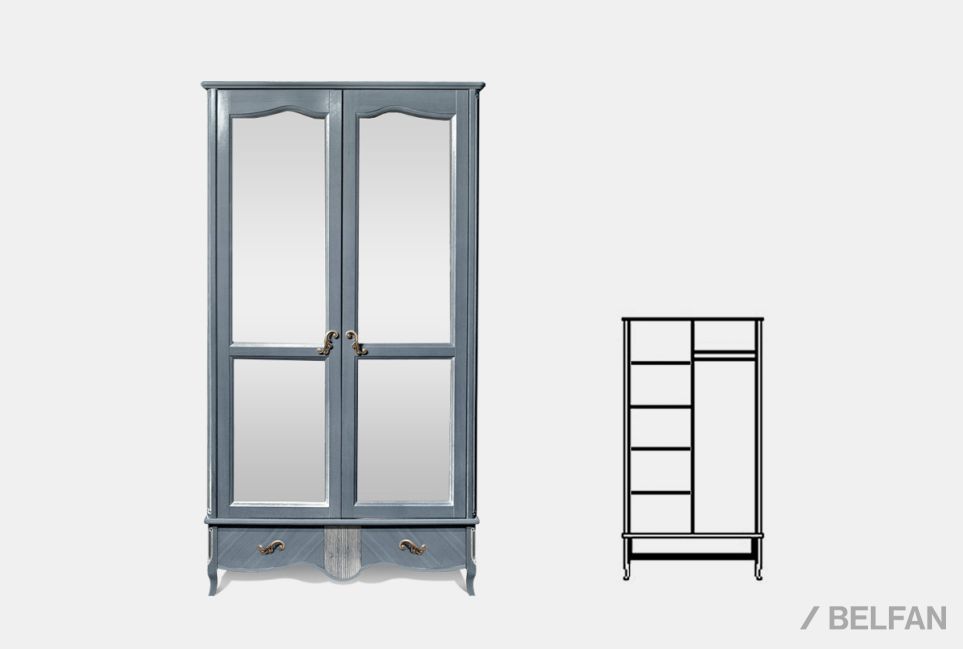 Шкаф для одежды "Катрин" фигурный 2-х дв. с зеркалами массив и шпон дуба 2