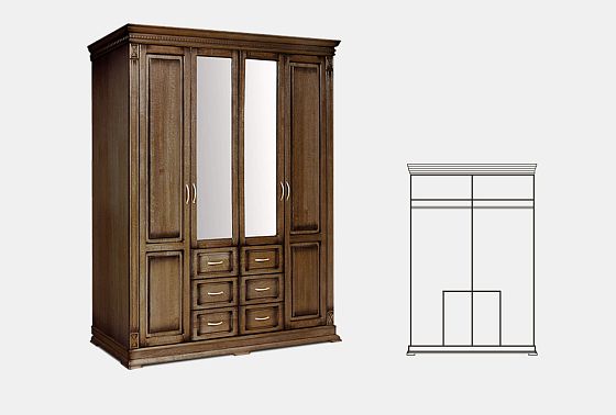 Шкаф 4-х дверный "Верди Люкс" массив и шпон дуба 4